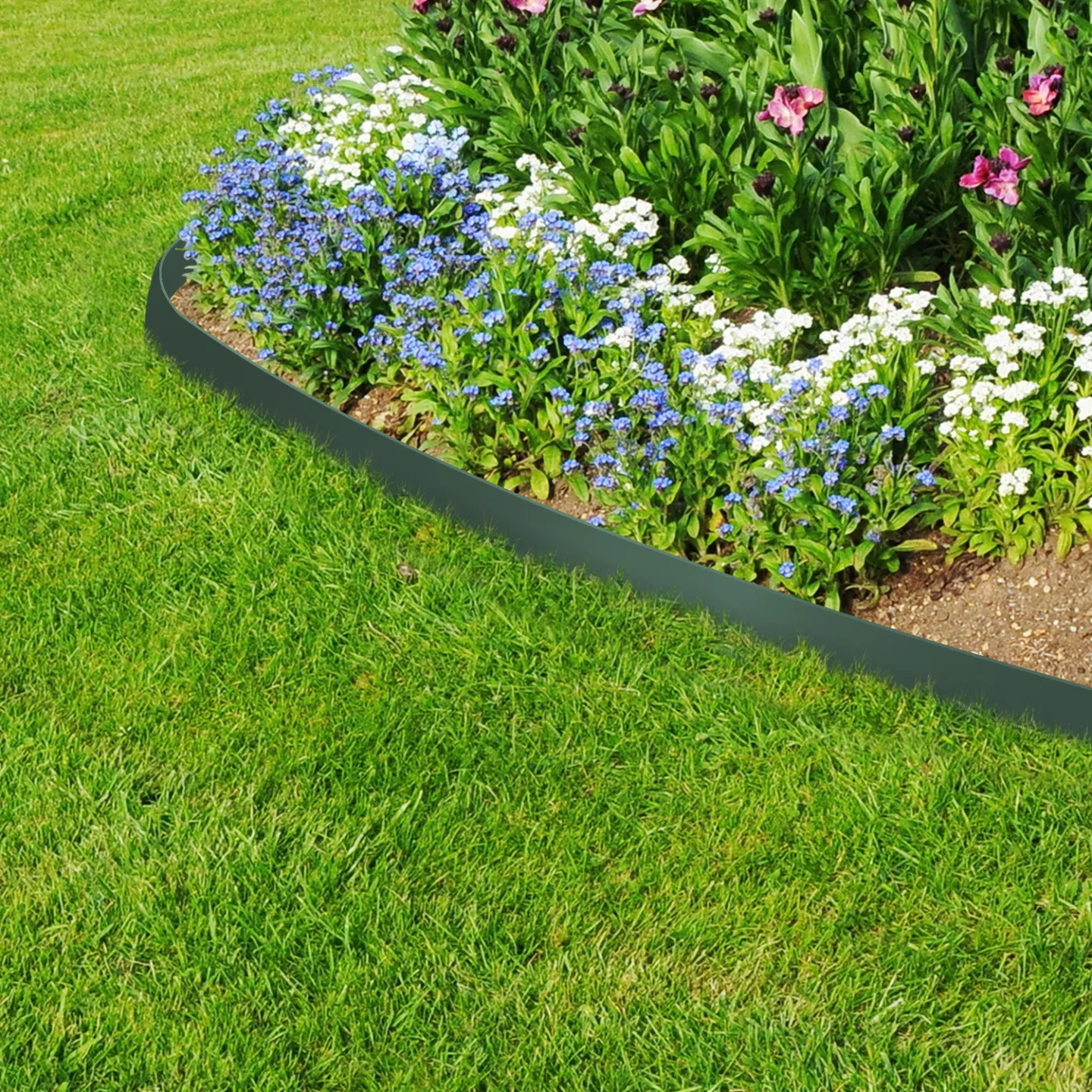 Bordurette de jardin flexible 10 M verte hauteur 5 CM + 30 piquets