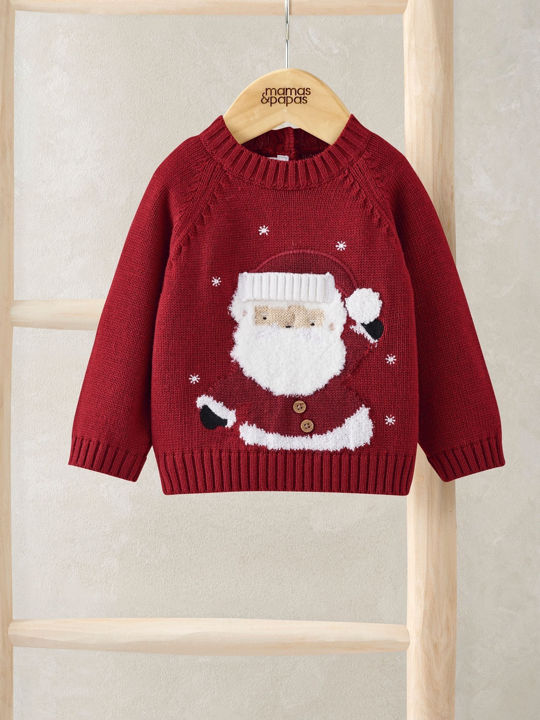 Mamas & Papas Santa Christmas Red Jumper