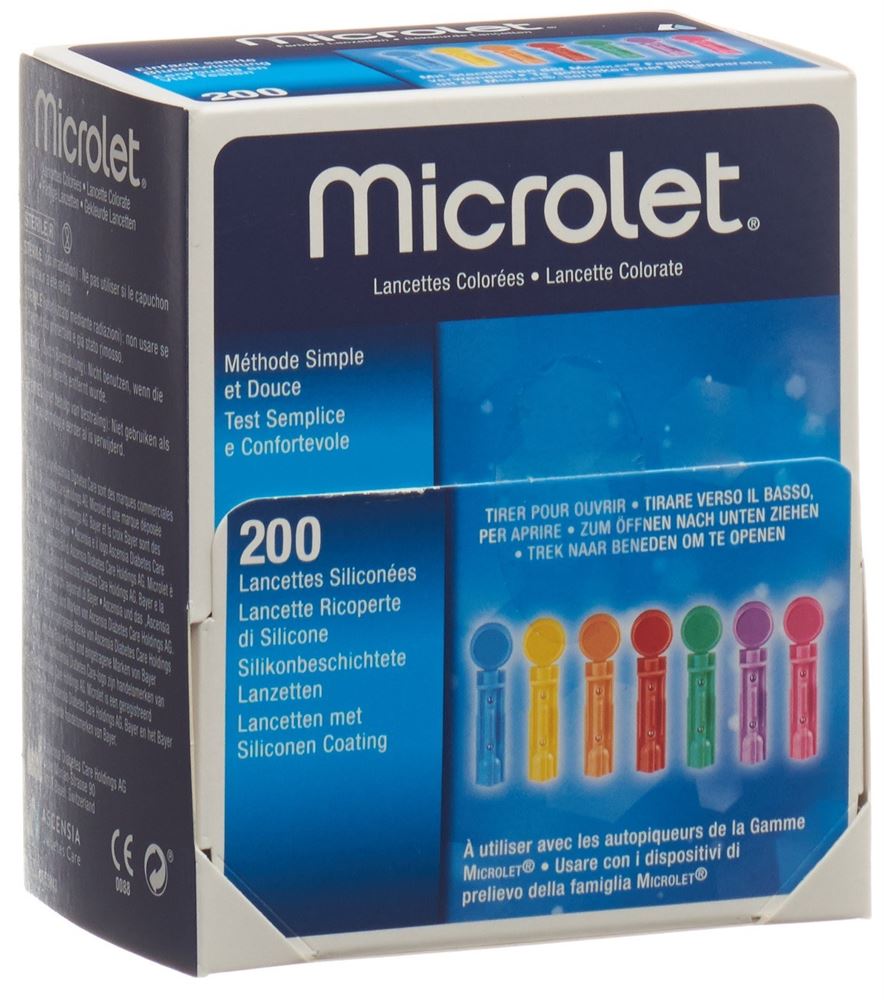 MICROLET Lanzetten farbig<br>200 Stück