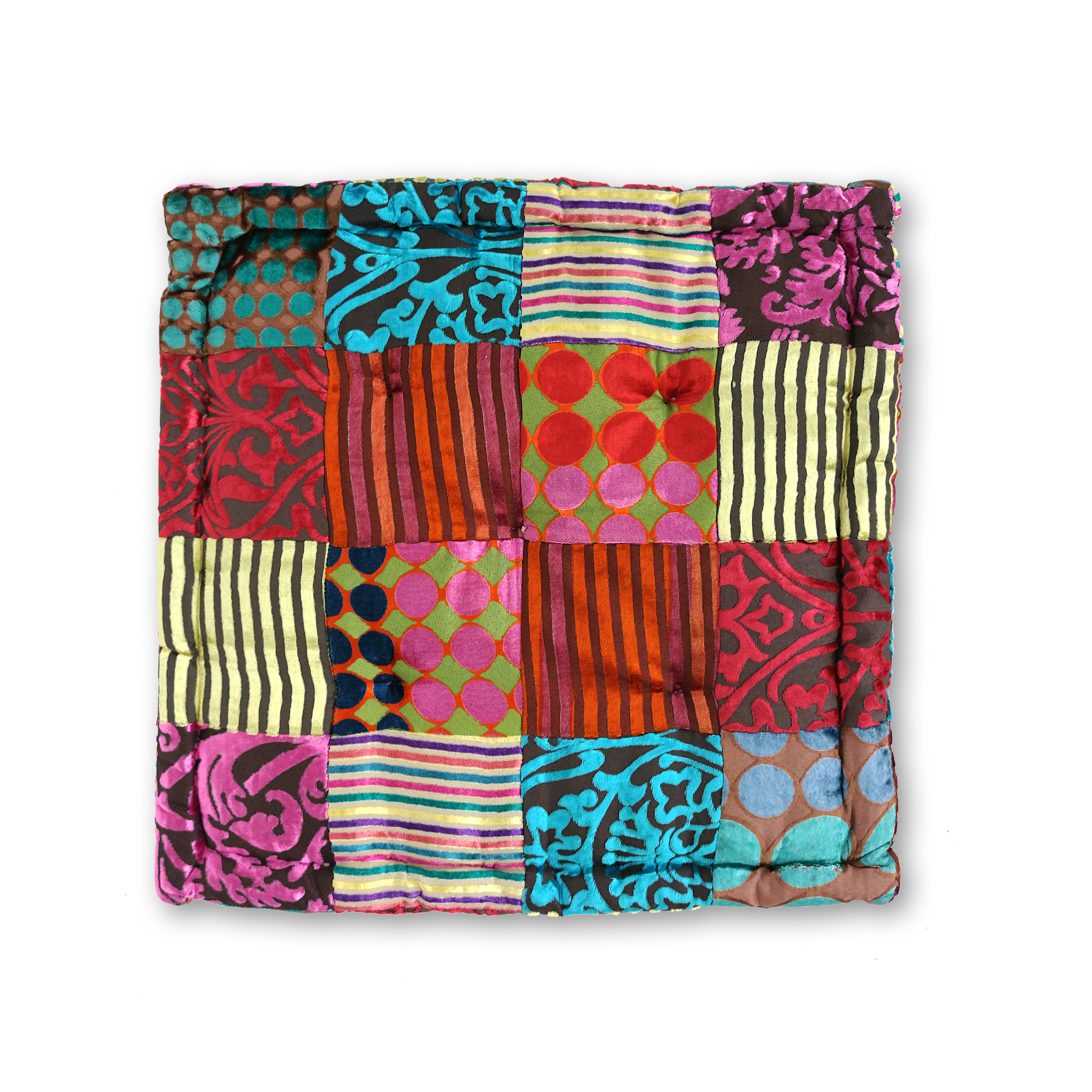 Sitzkissen Patchwork, multicolor, T 45 cm, B 45 cm, H 10 cm von fischer's lagerhaus