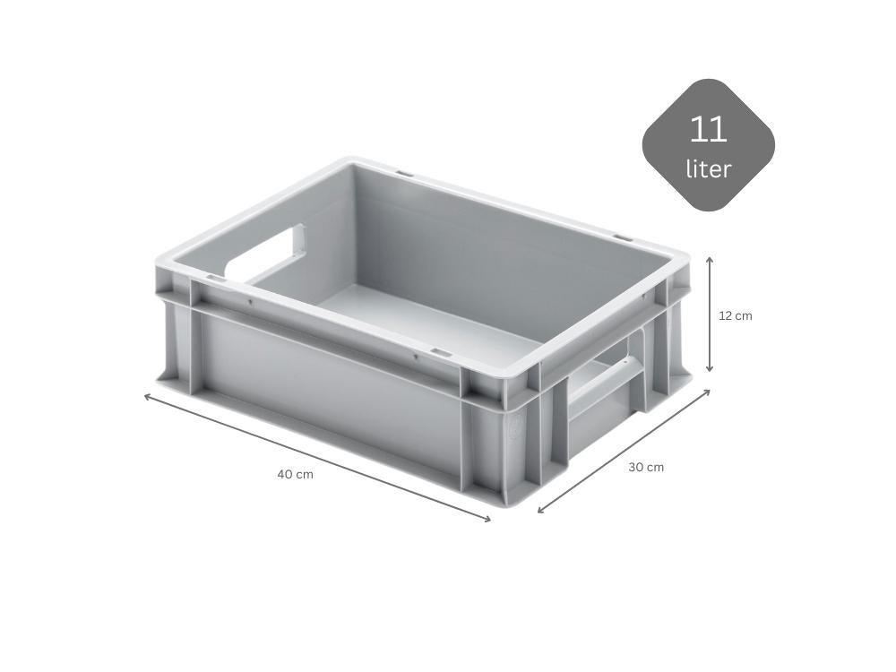 PROREGAL Eurobox met open handgreep HxBxD 12 x 30 x 40 cm 11 liter Grijze Eurobox transportbox