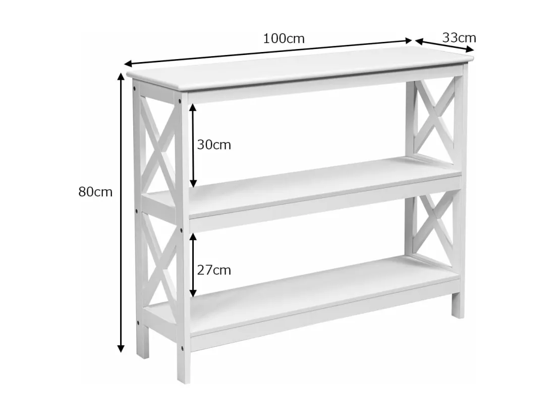 Table de Console à 2 Étagère 100 x 33 x 80 cm Bout de Canapé Style Industriel, Blanc