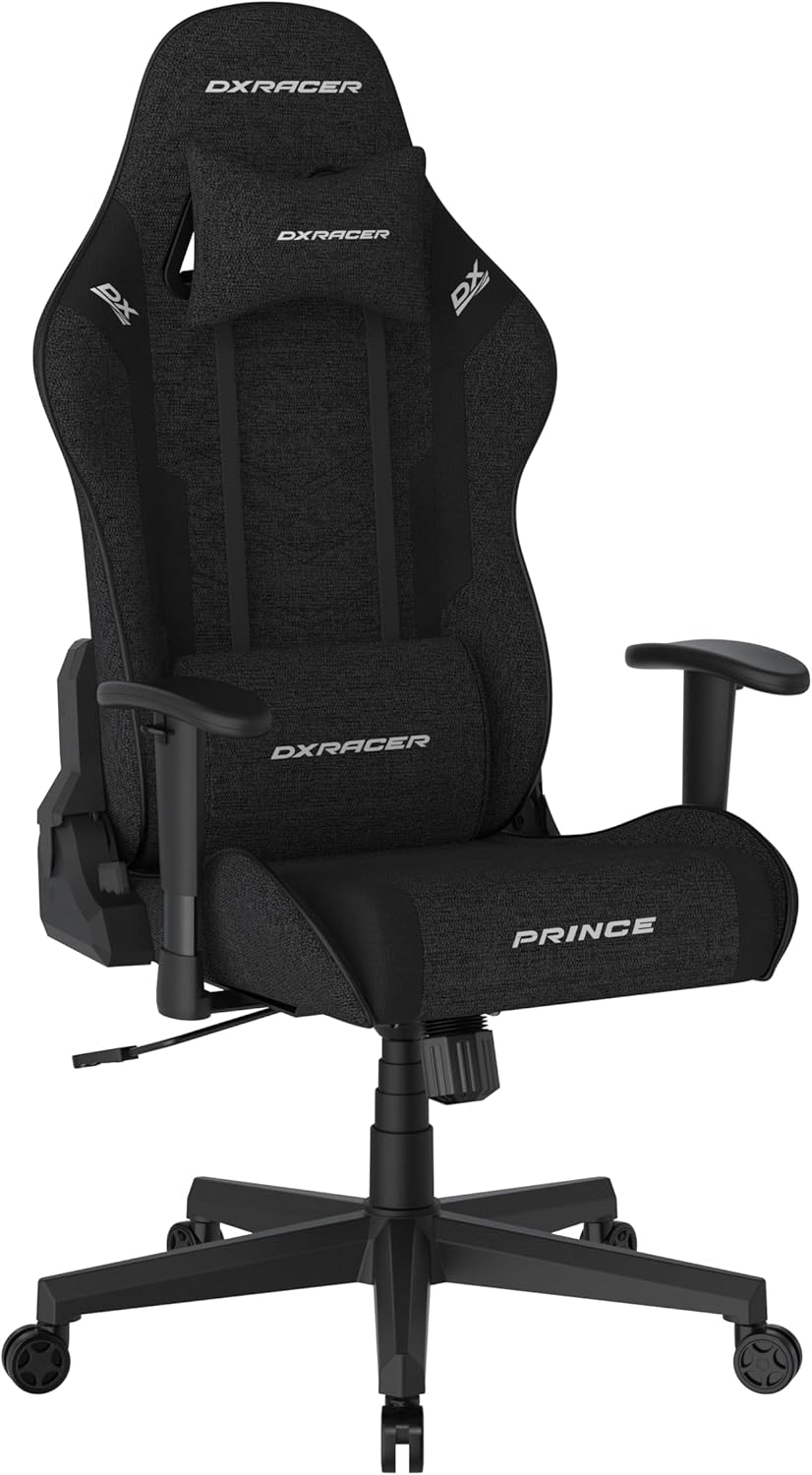 DXRacer Prince L PF132 Gaming-/ Büro-/ Schreibtischstuhl, mit Wippfunktion Gaming Stuhl Höhenverstellbarer Drehstuhl PC Stuhl Ergonomischer Chefsessel, schwarz