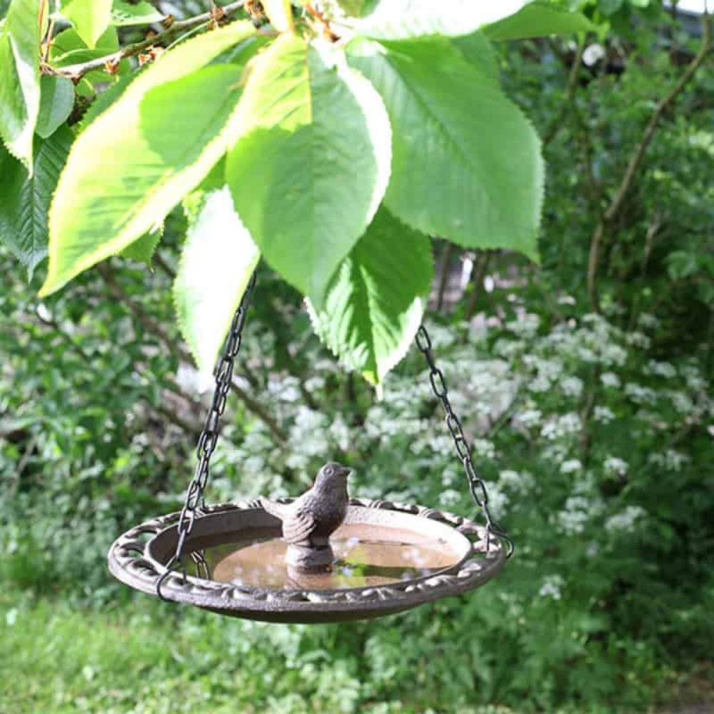 Bain d'oiseaux en fonte à suspendre
