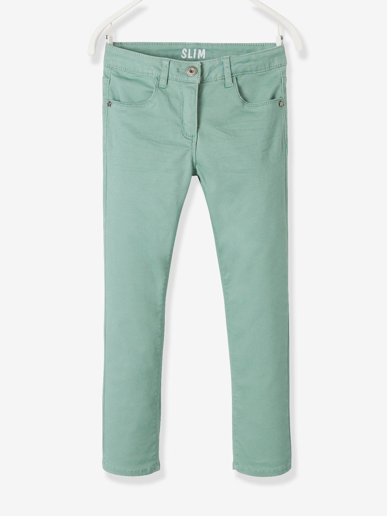 Calças Morphologik slim fit para meninas, quadris largos, modelo STONG, cor marrom claro lisa.