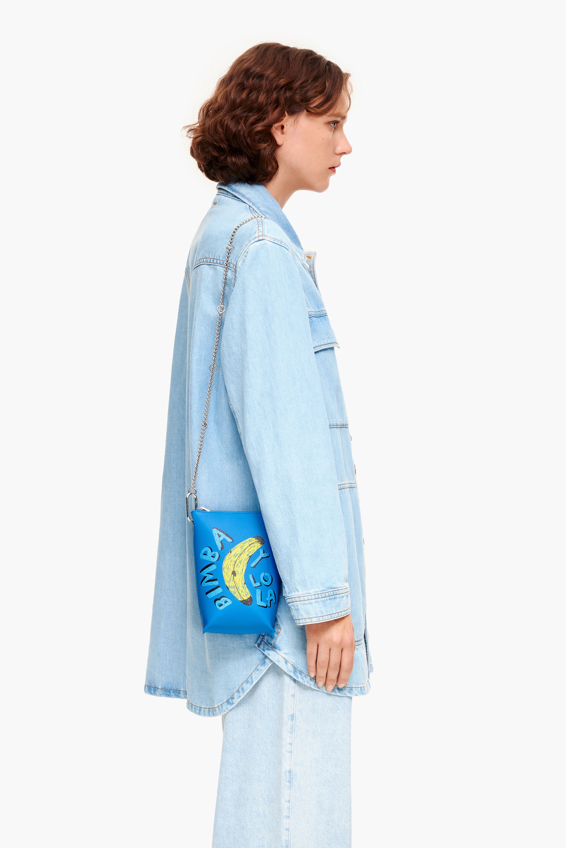 Bolsa transversal azul com estampa de banana XS BYL