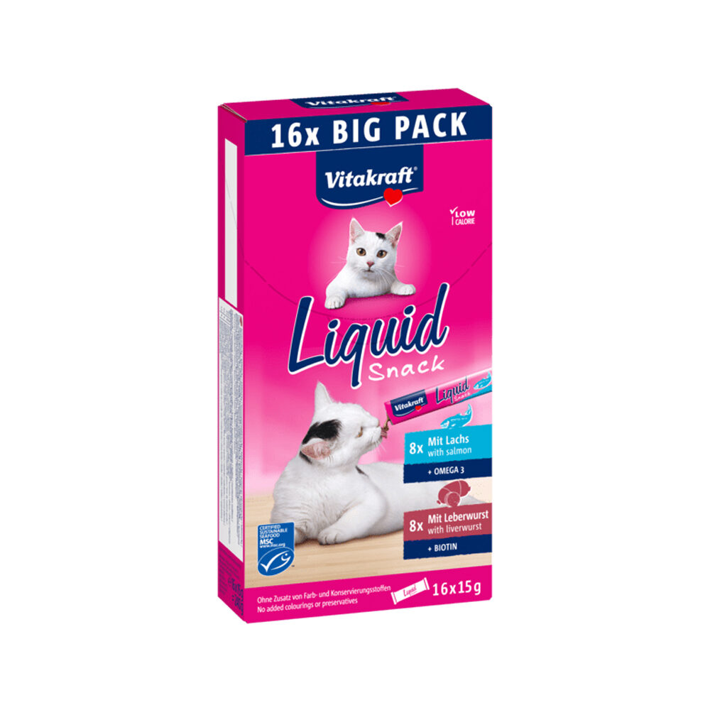 Vitakraft Cat Liquid Snack Multipack Zalm en Leverworst