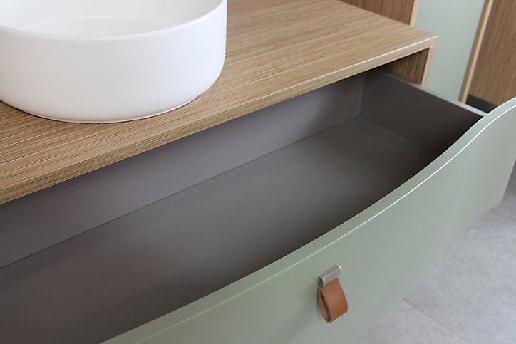 Meuble sous vasque à suspendre Havana fougère mat 2 tiroirs 120 cm