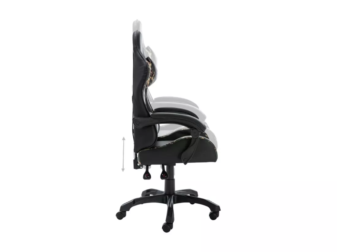 Fauteuil de jeux vidéo Noir et camouflage Similicuir