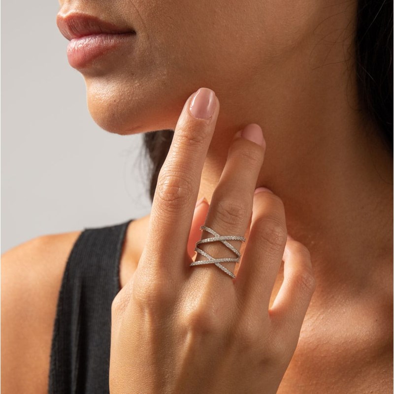 Bague Argent Cercles Atomiques Rose
