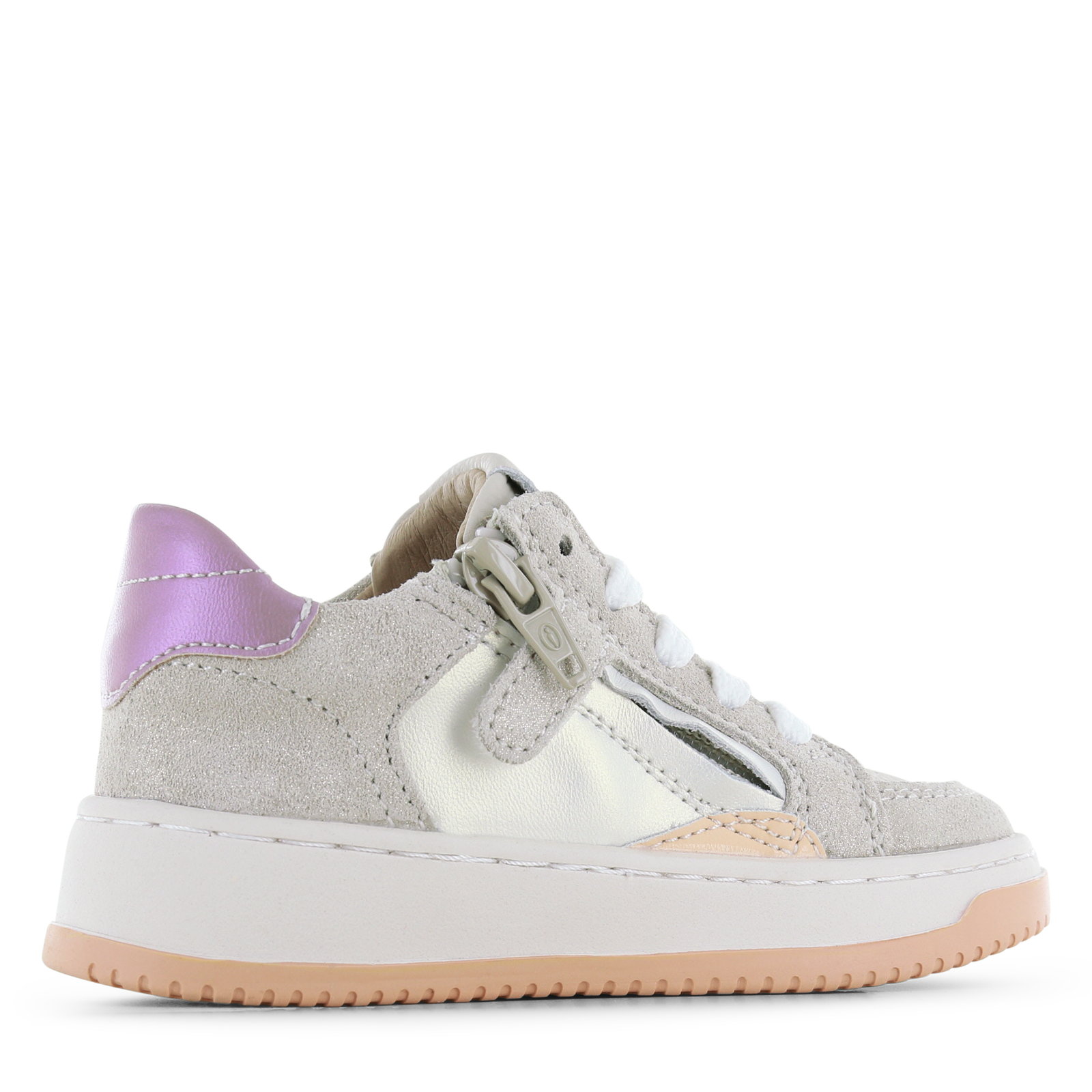 Shoesme beige sneaker met glitters Microfiber leer, Pailletten, Suède | Mei
