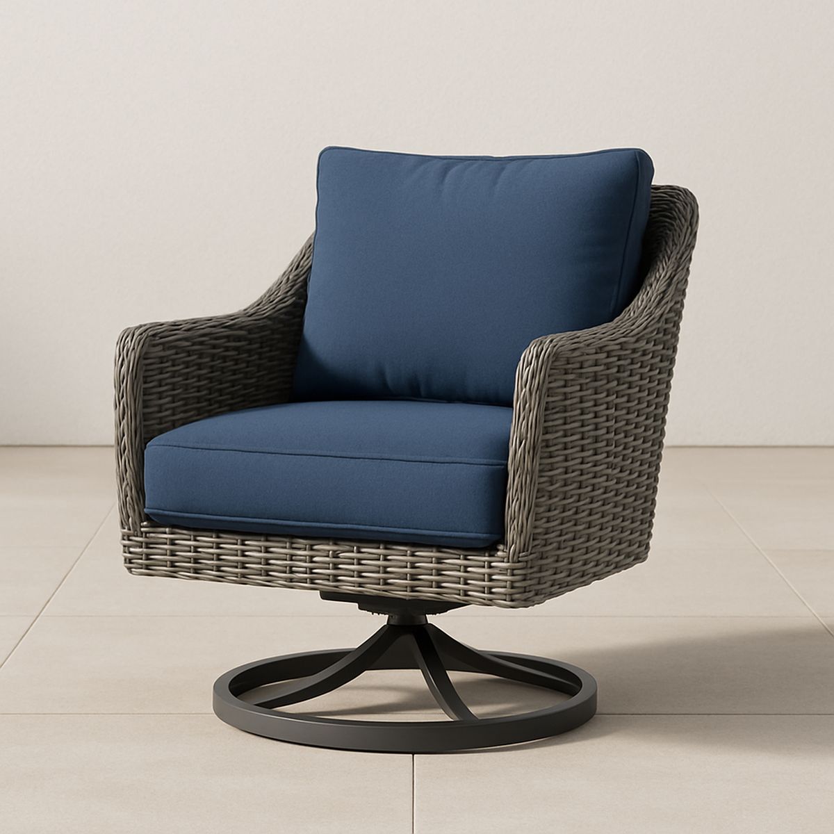 Gartensessel Drehbar Polyethylen Grau/Blau