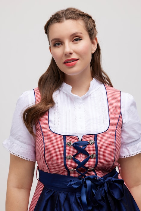 Dirndl, Karo, Schnürung, Carree-Ausschnitt, ärmellos
