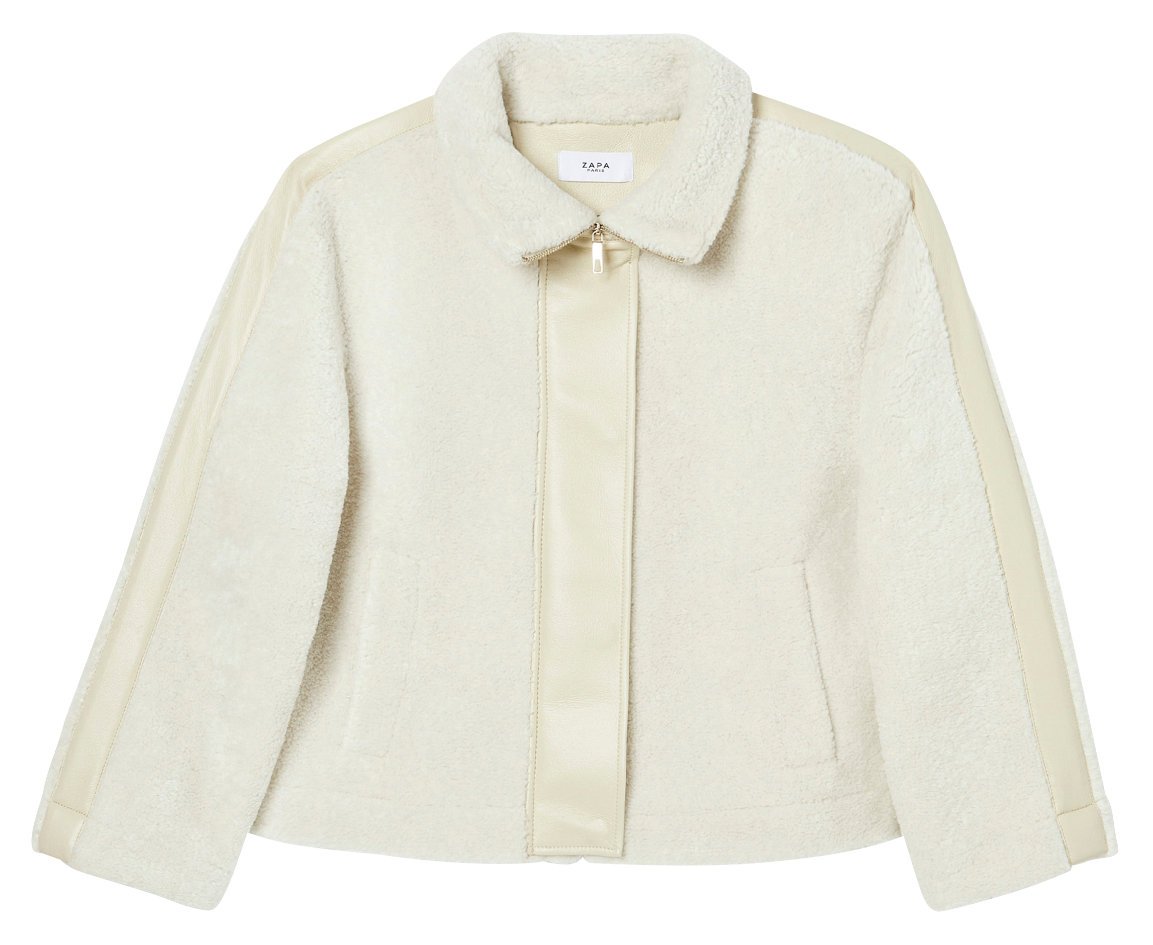 MIAMIA - Manteau court ample col montant en fourrure synthétique | Blanc