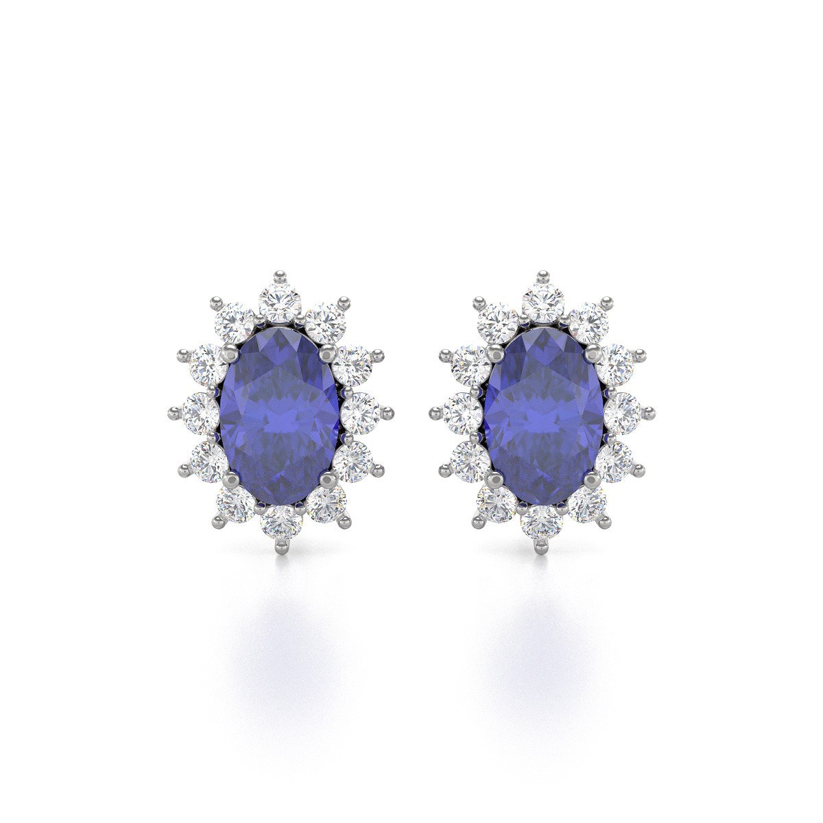 Boucles d'oreilles ADEN Marquise Tanzanite et Diamants sur Argent 925 1.4grs