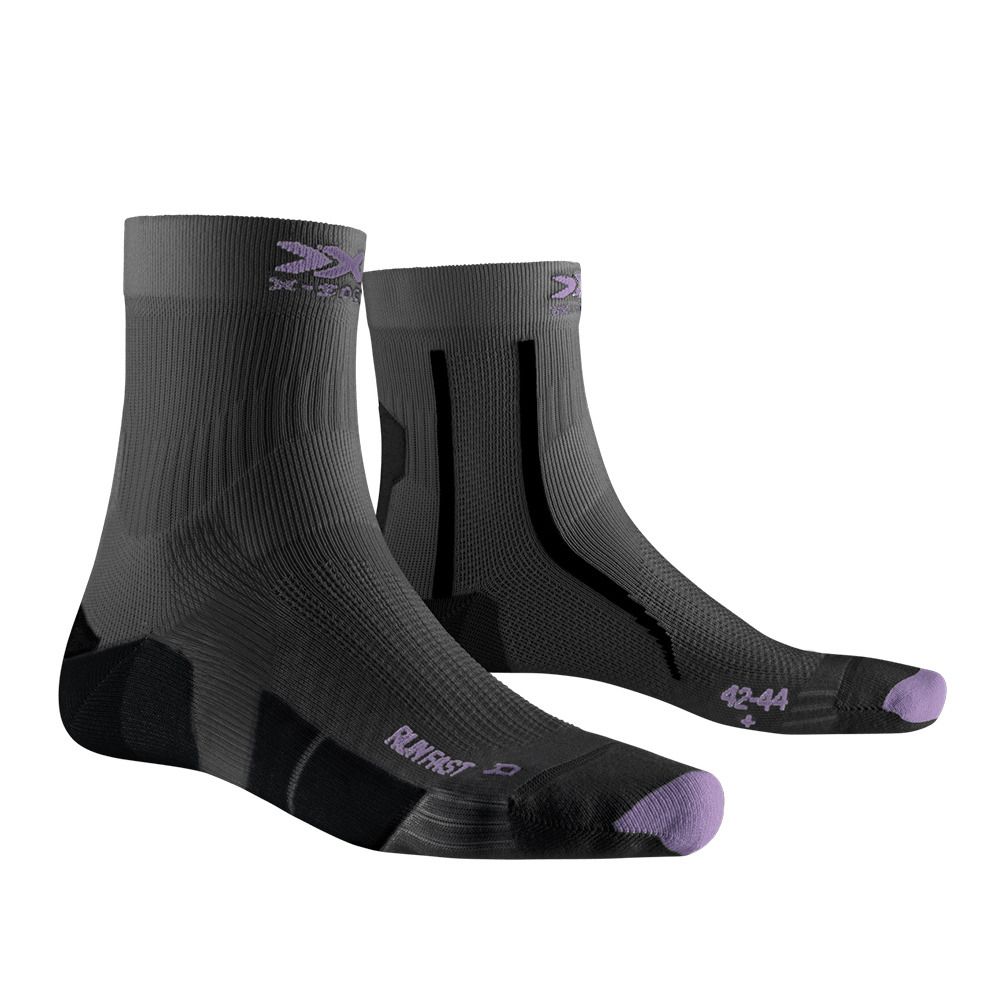 X-Socks RUN FAST 4.0 - Chaussettes charcoal/invent lavender