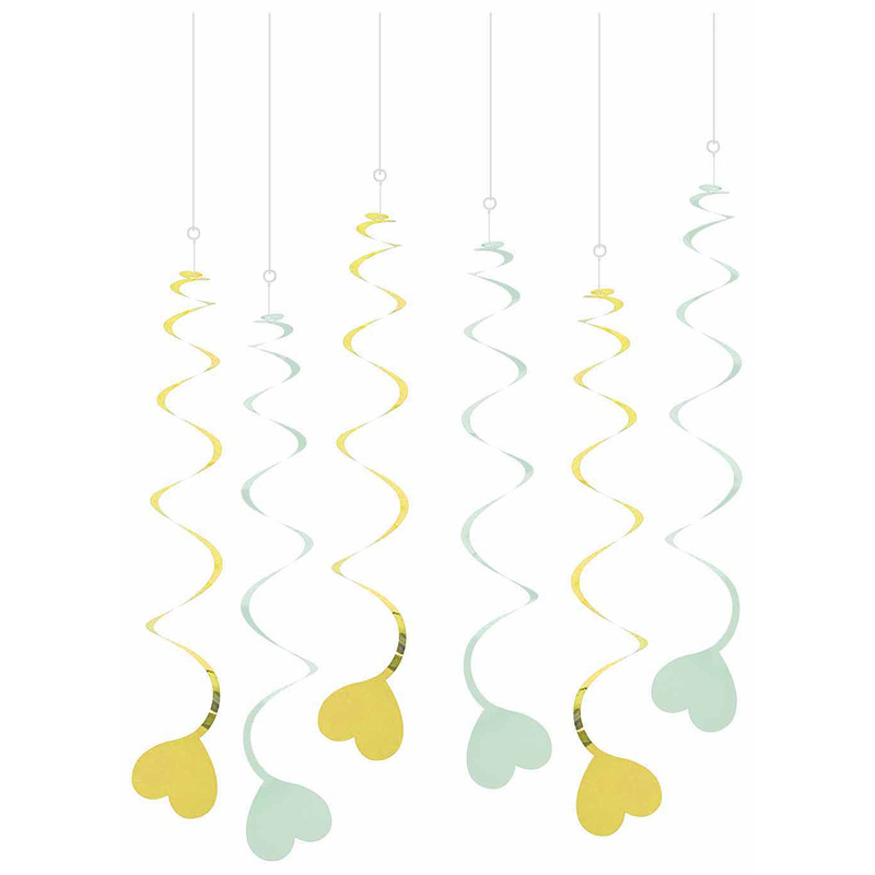 I AM CREATIVE Girlande Herz, mint/gold, 6 Stück