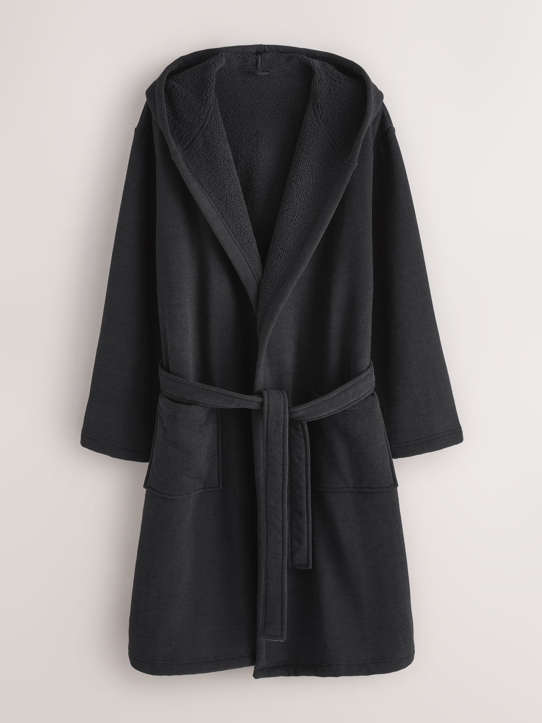 Zwart - Corded Textured Dressing Gown