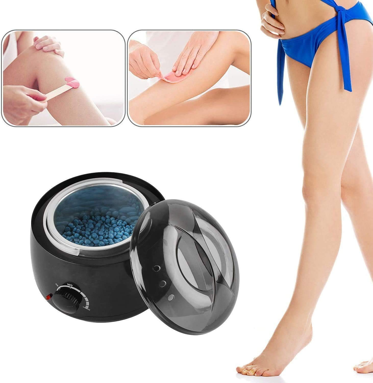 (500ml) Wachs Schmelzgerät Waxing Paraffin Erwärmer für Haarentfernung - Schwarz