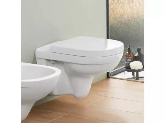 Pack WC sans bride VILLEROY ET BOCH O novo abattant frein de chute + bâti-support sol et mur Viconnect PRO + plaque Chromé mat