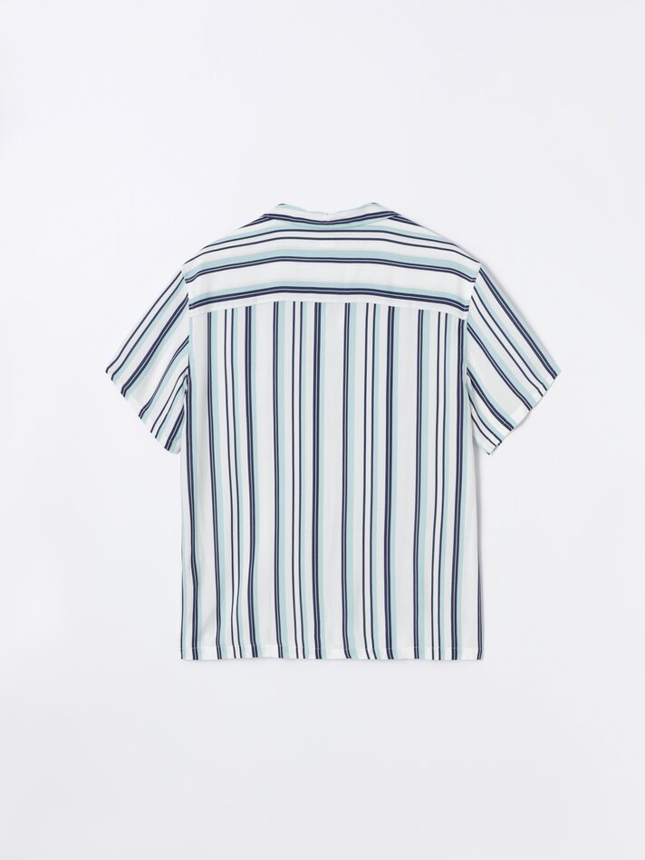 Camisa listrada para resort - Turquesa escuro
