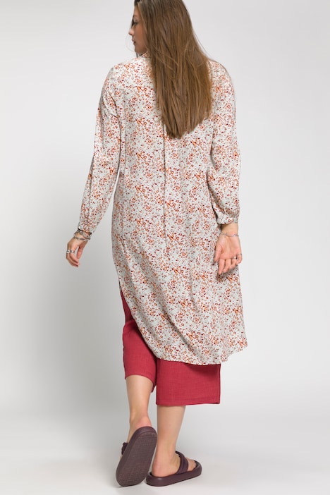 Longbluse, Color Leo, Hemdkragen, Langarm, Seitenschlitze