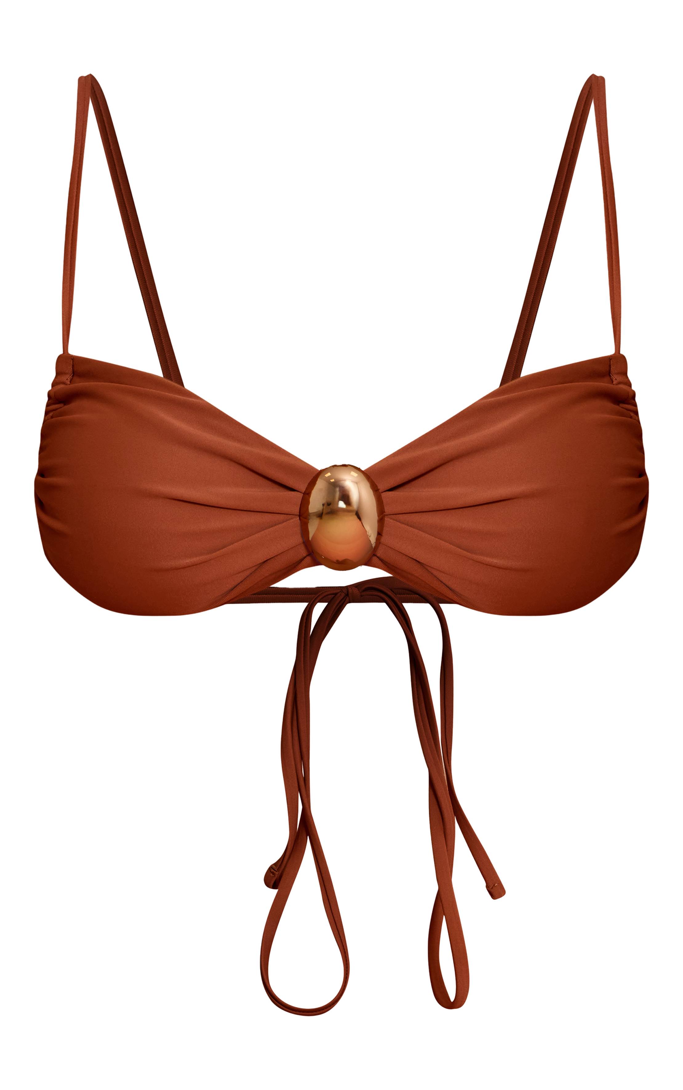 Rouille Haut De Bikini Sculptant À Bretelles Avec Finitions Dorées