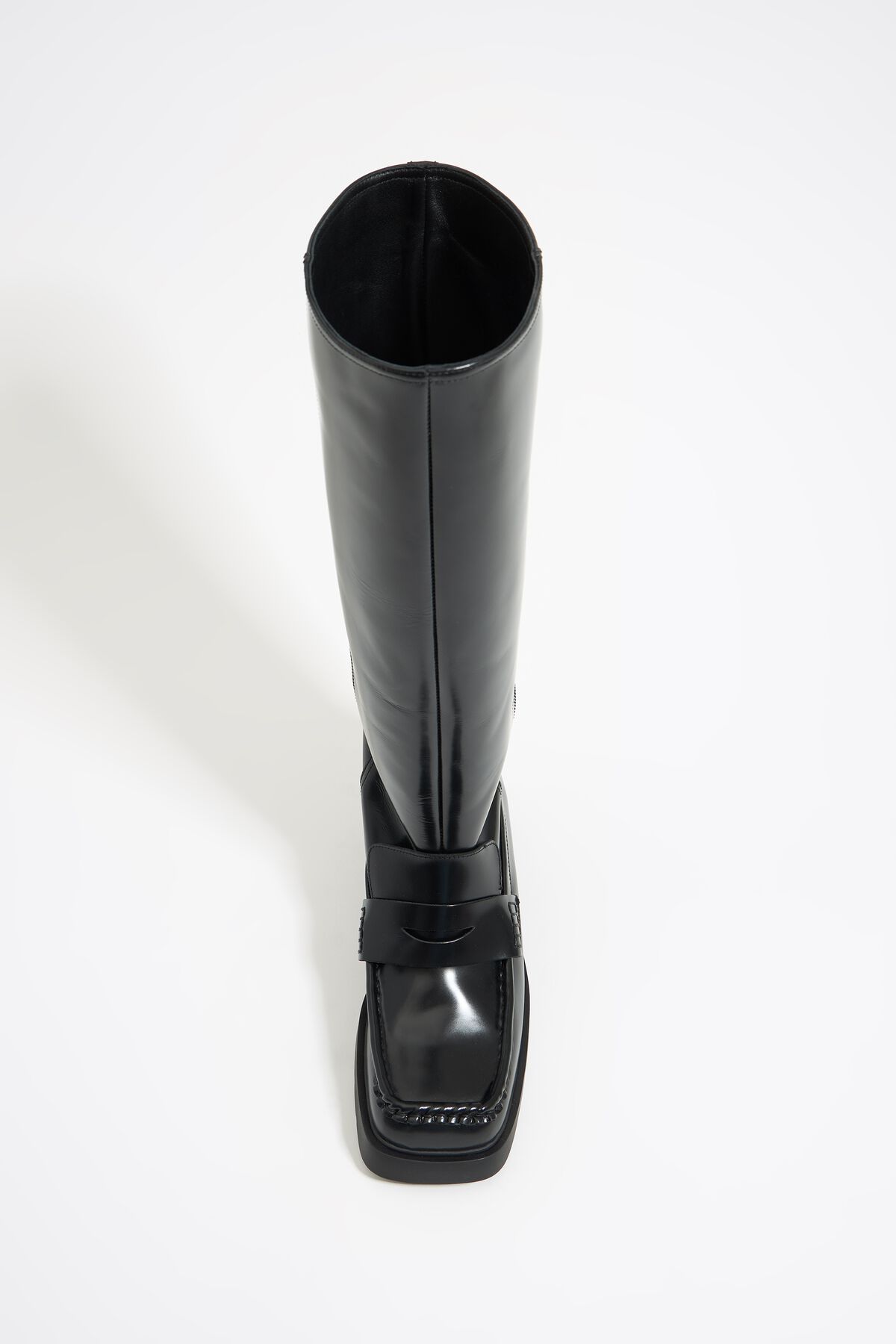 bota alta de couro preto