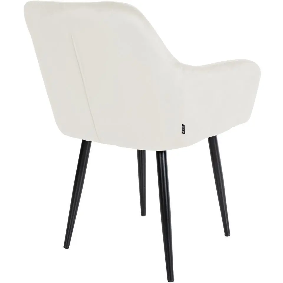 CLP Eetkamerstoel Stanley zwart Frame - Fluweel - creme