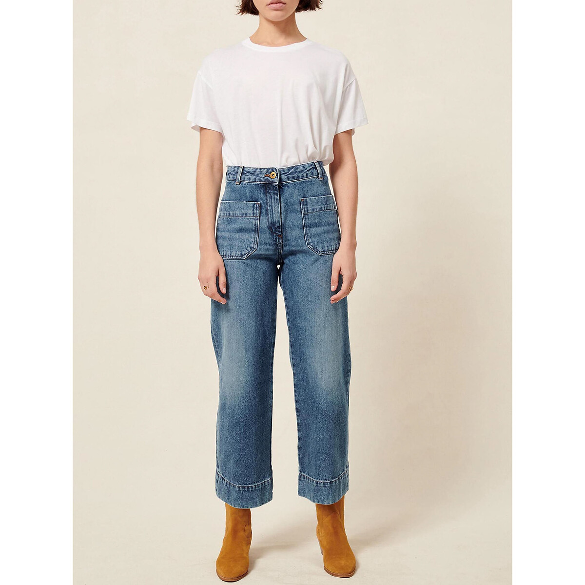 SESSUN<br>Calça jeans larga e de cintura alta SEAKEY