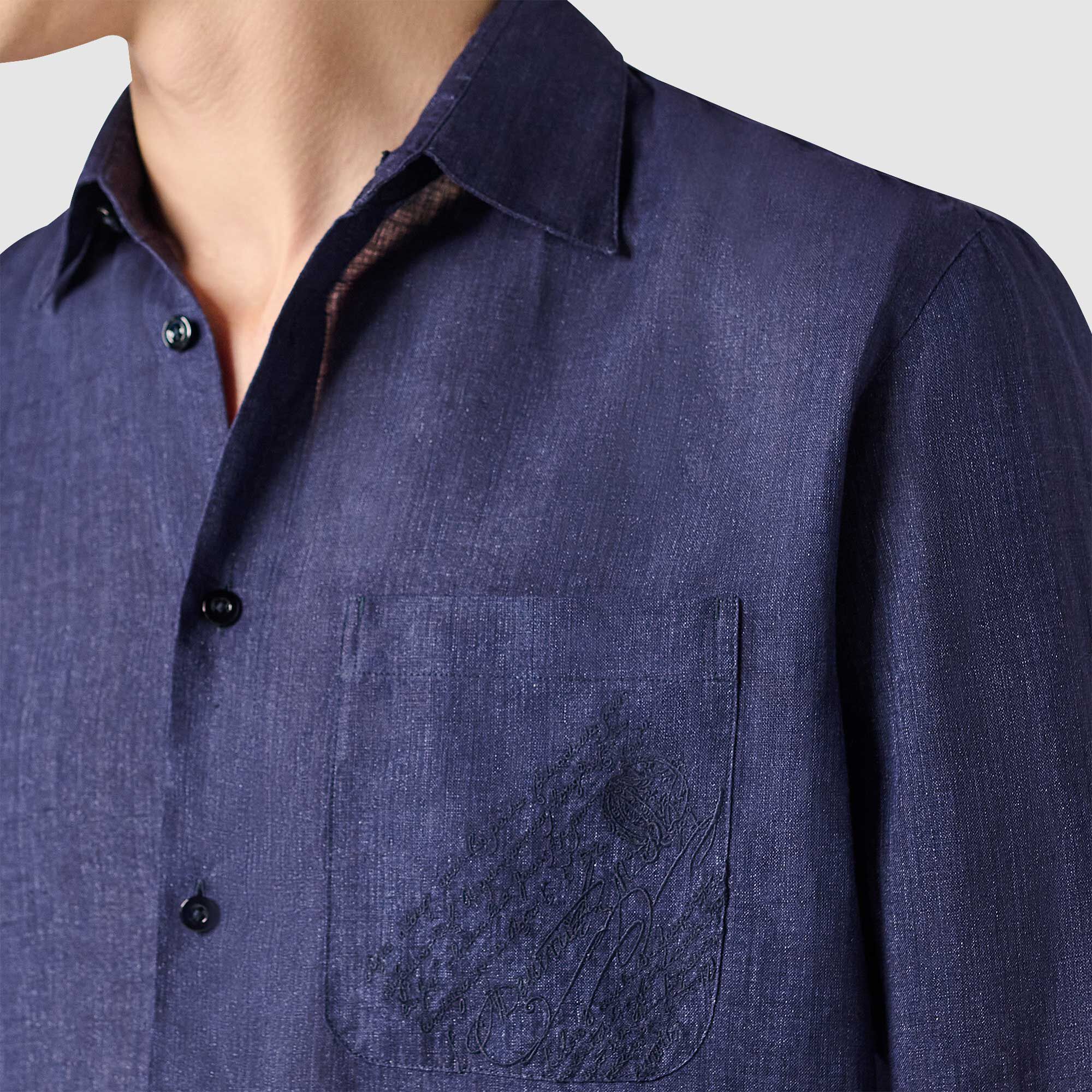 Chemise En Lin Avec Poche Scritto