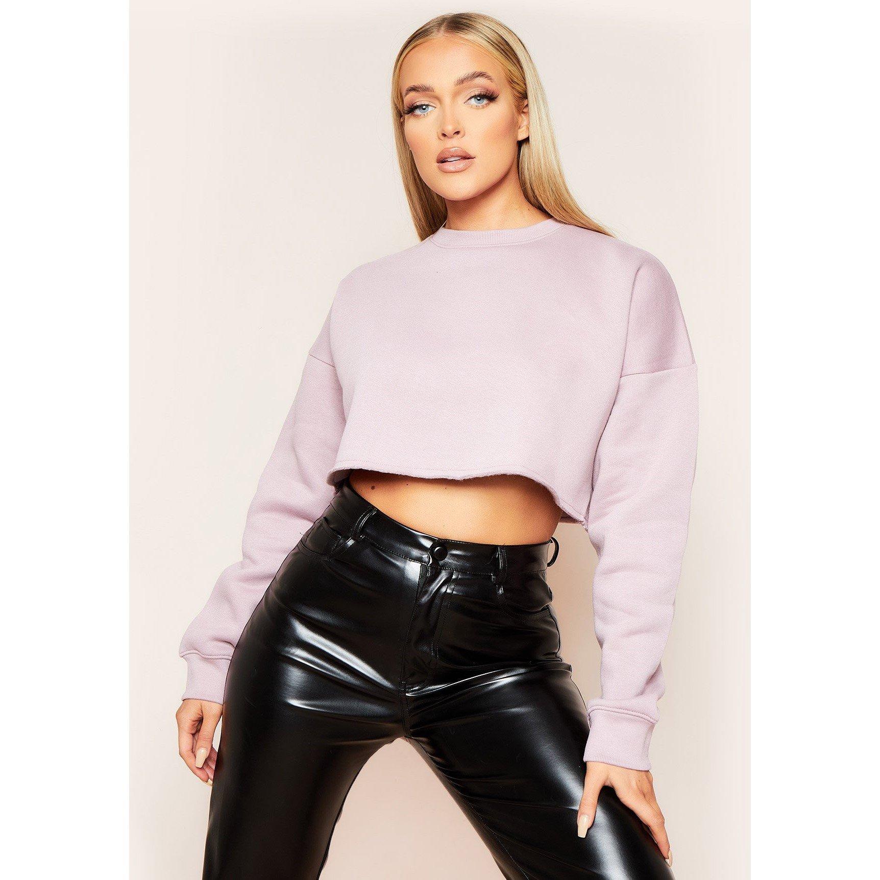 Missy Empire Raw Hem Crew Neck Cropped Sweater