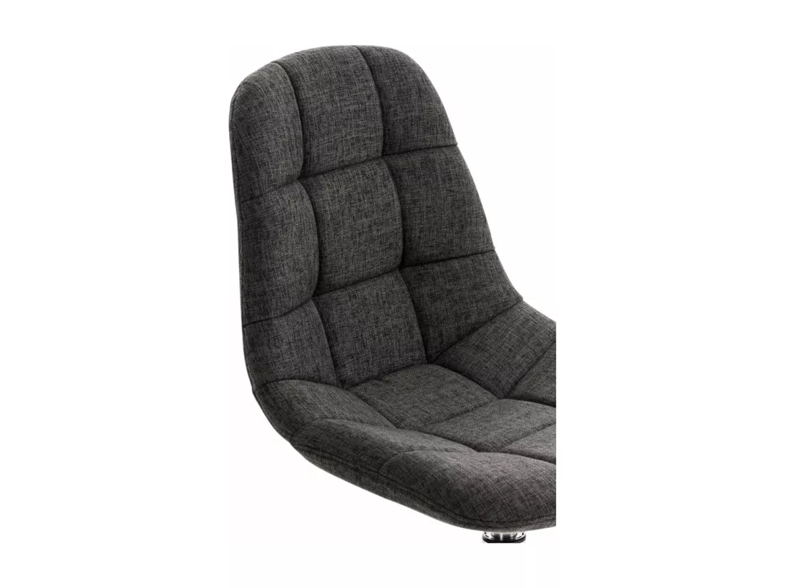 Lot de 2 Chaise de bureau - Tissu & Métal chromé - Gris foncé - Emil