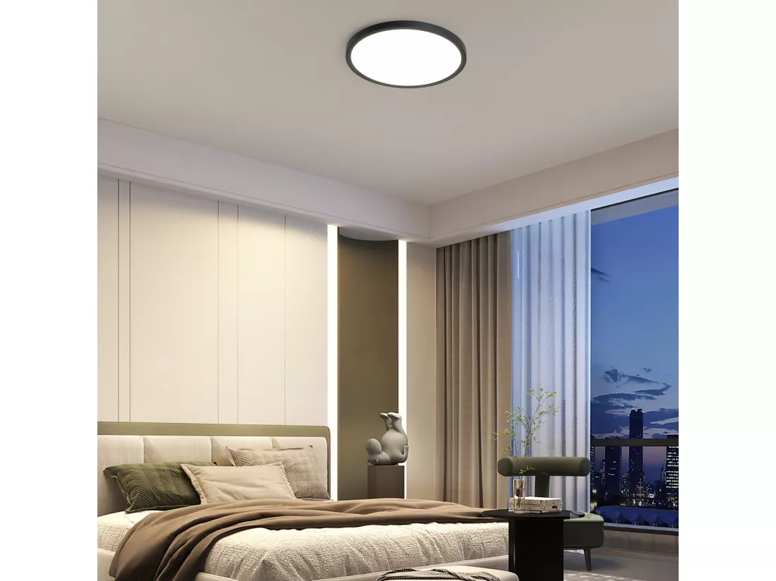 NETTLIFE Plafonnier LED salle de bain plat 30CM 24W rond blanc éclairage de plafond cuisine