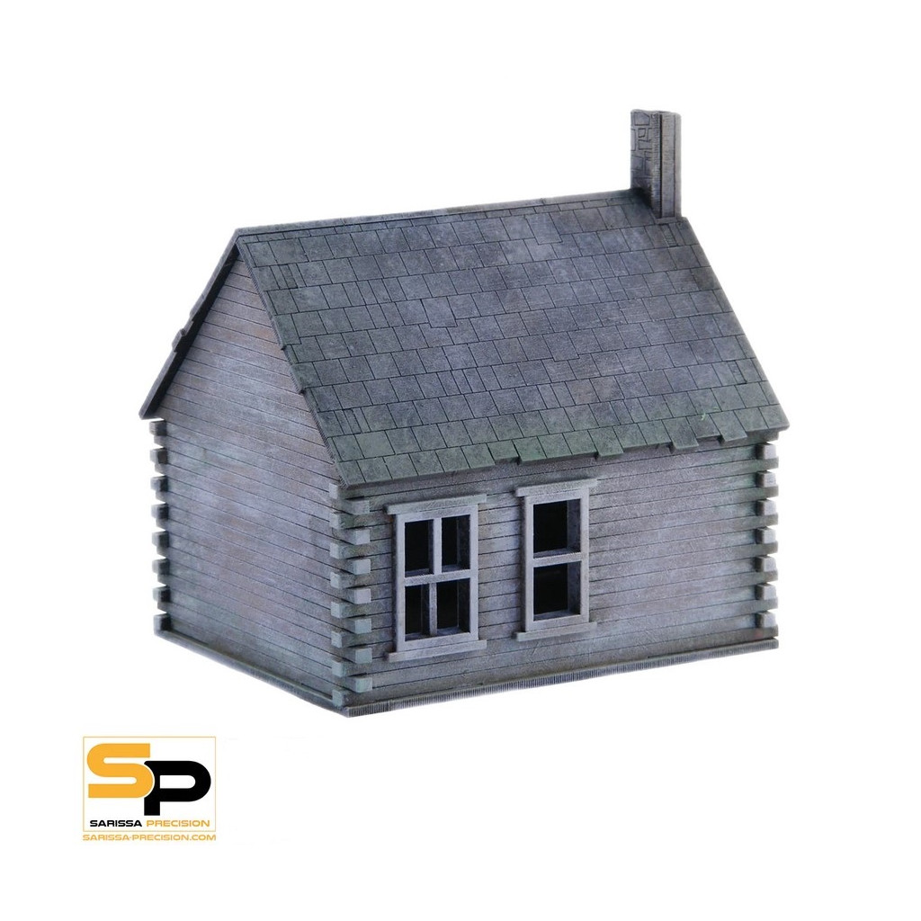 Old West: Log Cabin with Stone Chimney