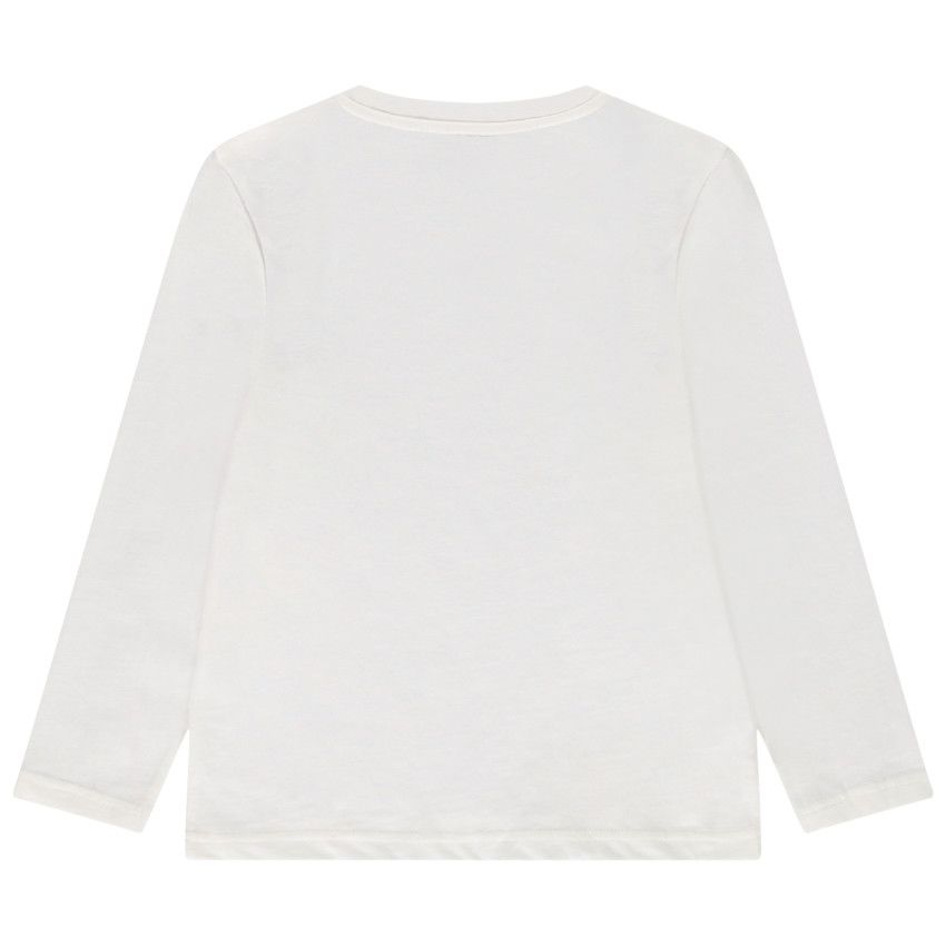T-shirt manches longues en jersey avec print pour garçon - Ecru