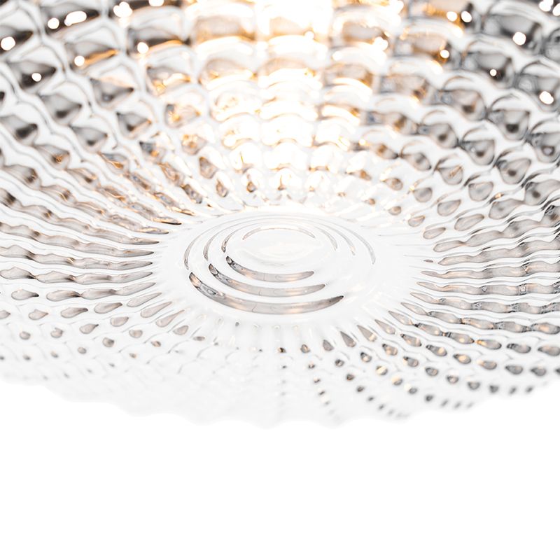 Klassieke plafondlamp zwart met smoke glas 30 cm IP44 - Nohmi