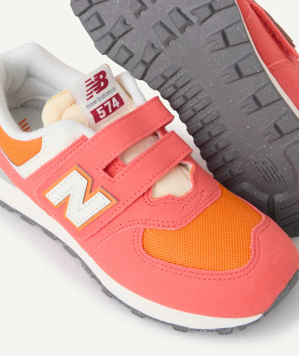 NEW BALANCEBASKETS ENFANT À SCRATCHS 574 ORANGE ET ROSE
