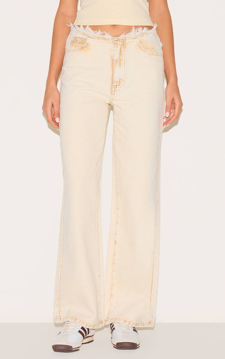 Sable Jean Droit Taille Basse Sans Ceinture