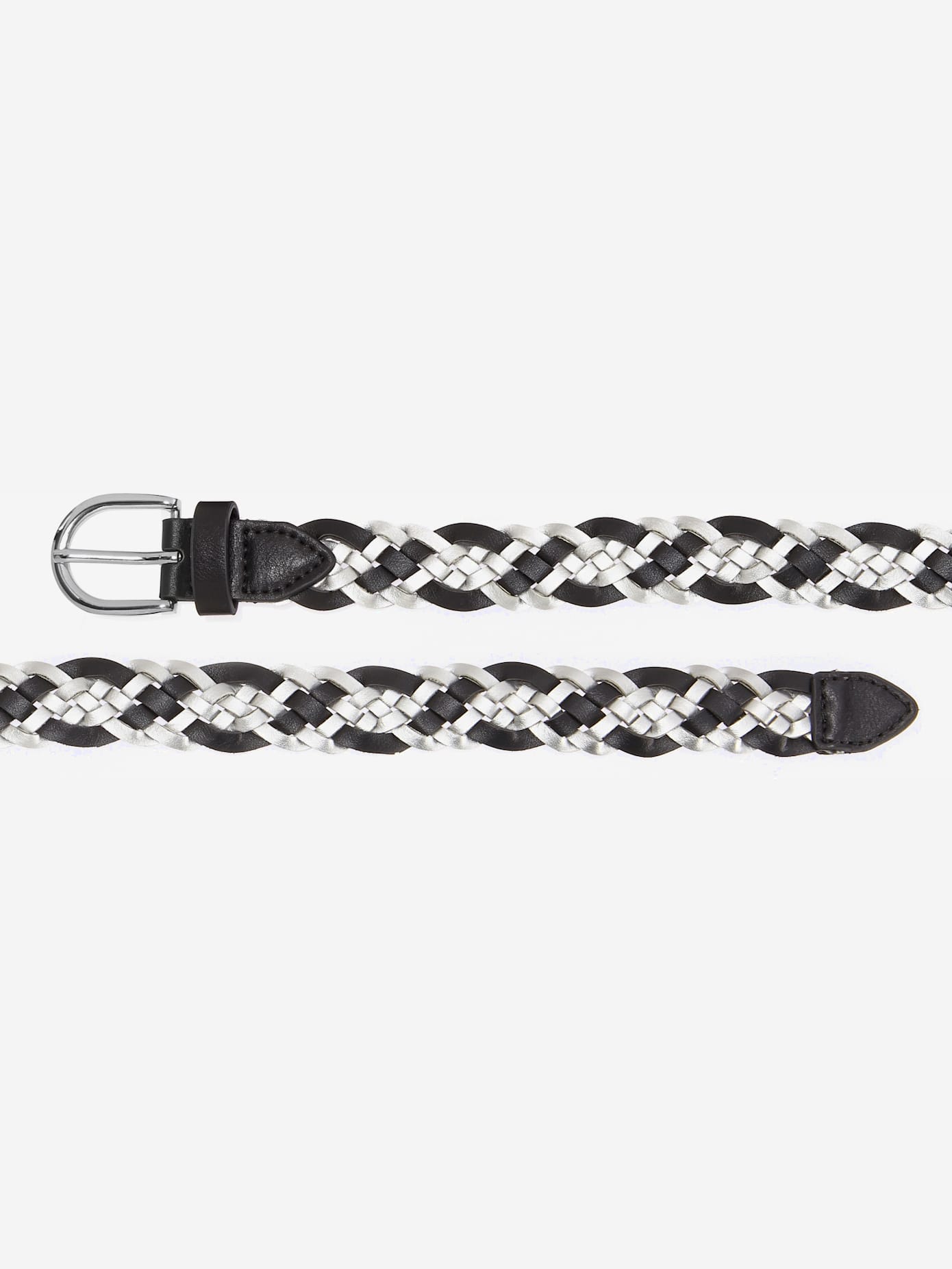 Ceinture tressée tendance aux couleurs contrastées avec détails couleur argent