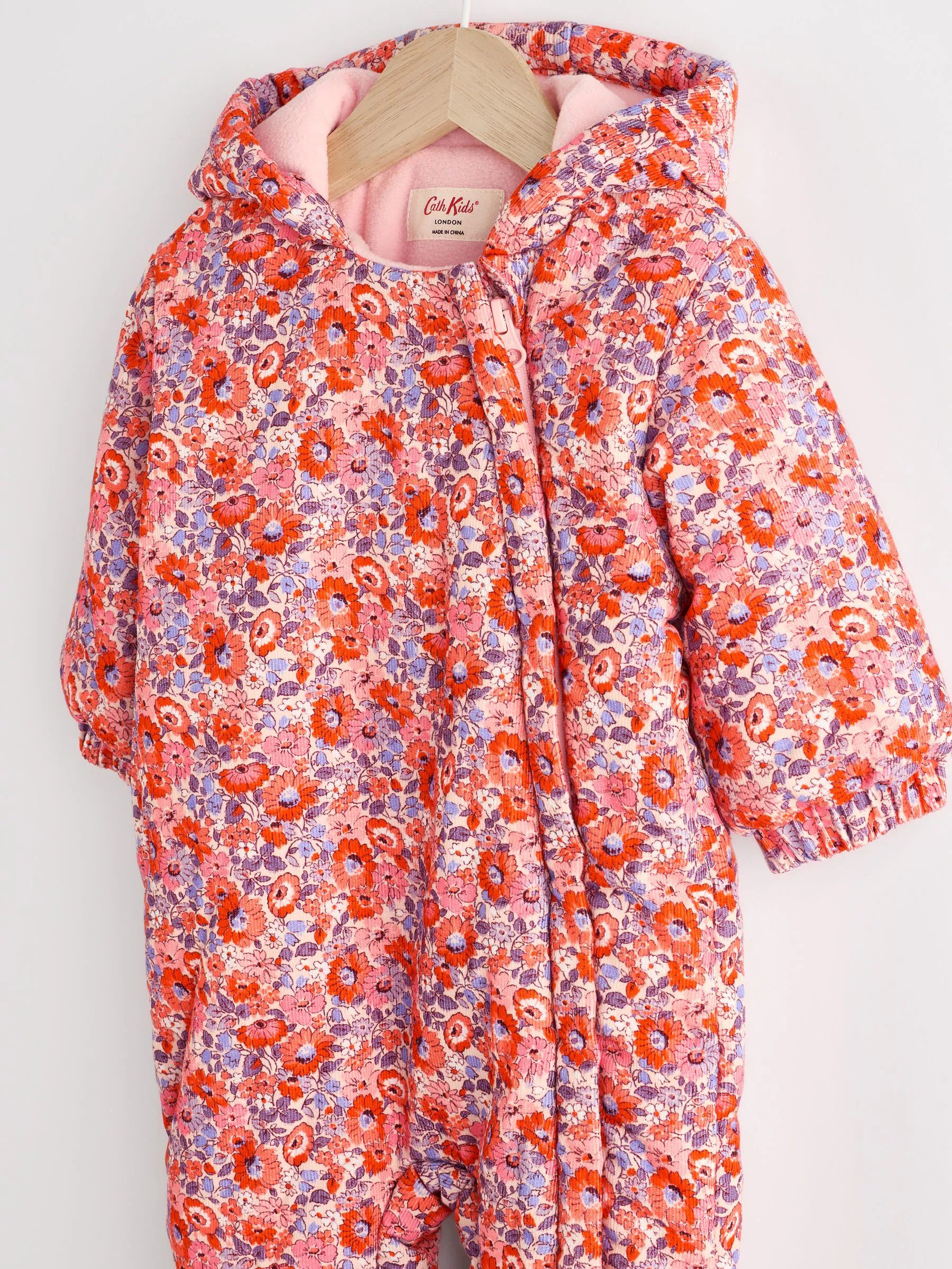 Rood bloemmotief - Cath Kidston corduroy onesie voor baby's