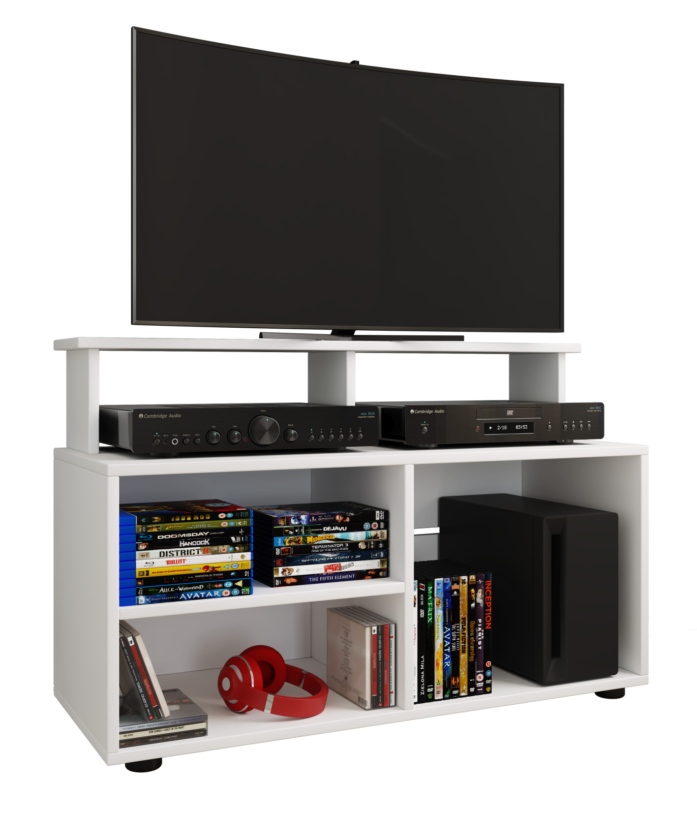 TV-Schrank BALANISA - weiß - 5 Fächer - 59x90x36 cm