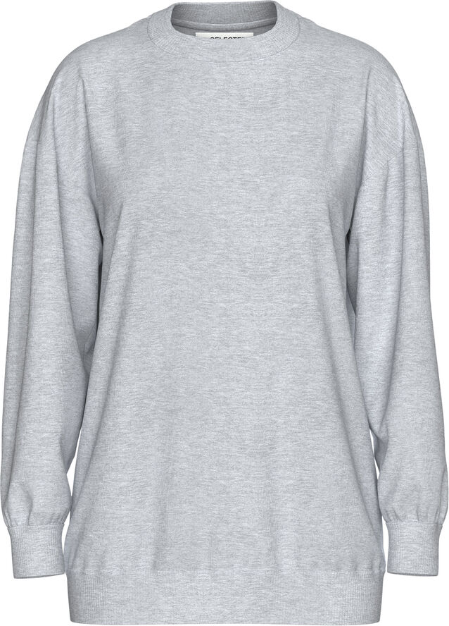 Selected Femme SLFGIA YRSA LS CREW NECK SWEAT NOOS Grå