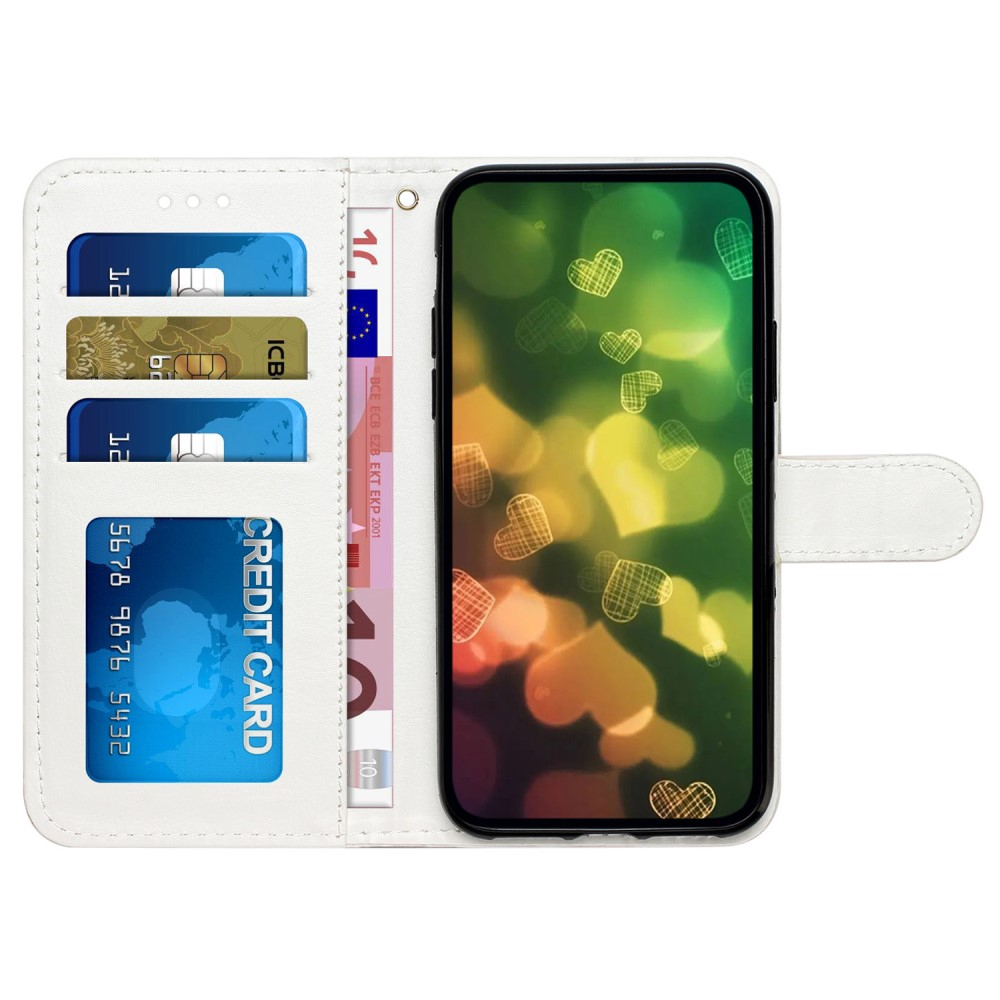 iPhone 16 Leder Tasche Hülle mit Kartenfach Blauer Schmetterling