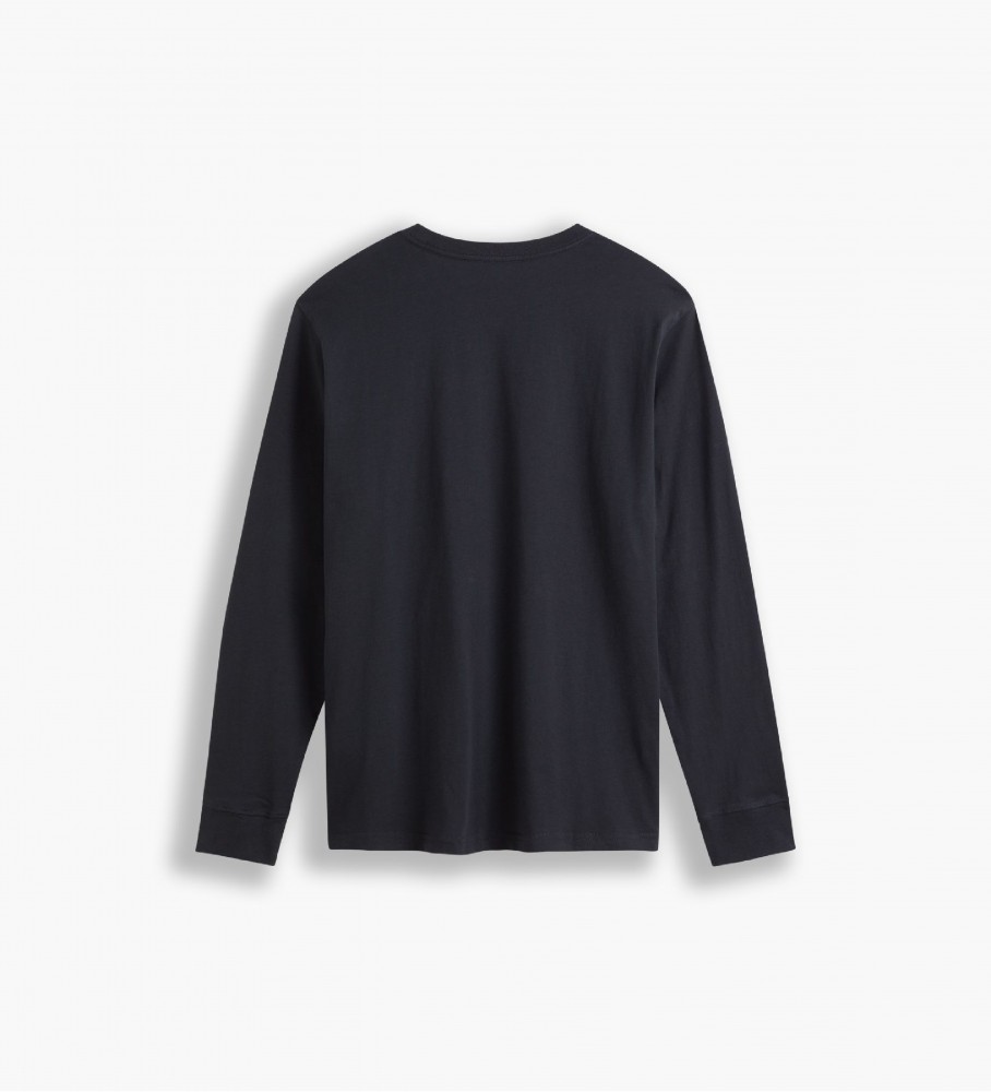 Camiseta Levi's preta de manga comprida com estampa e modelagem relaxada