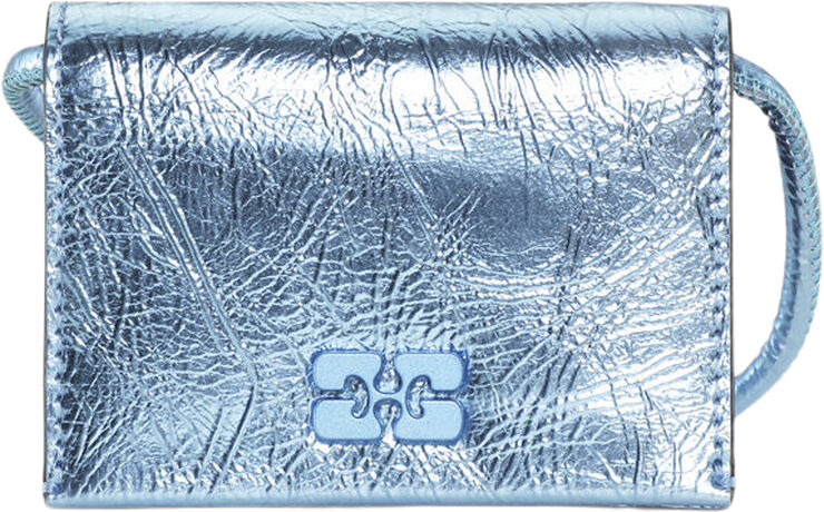 Ganni Ganni Bou Wallet On Strap Metallic Blue curacao