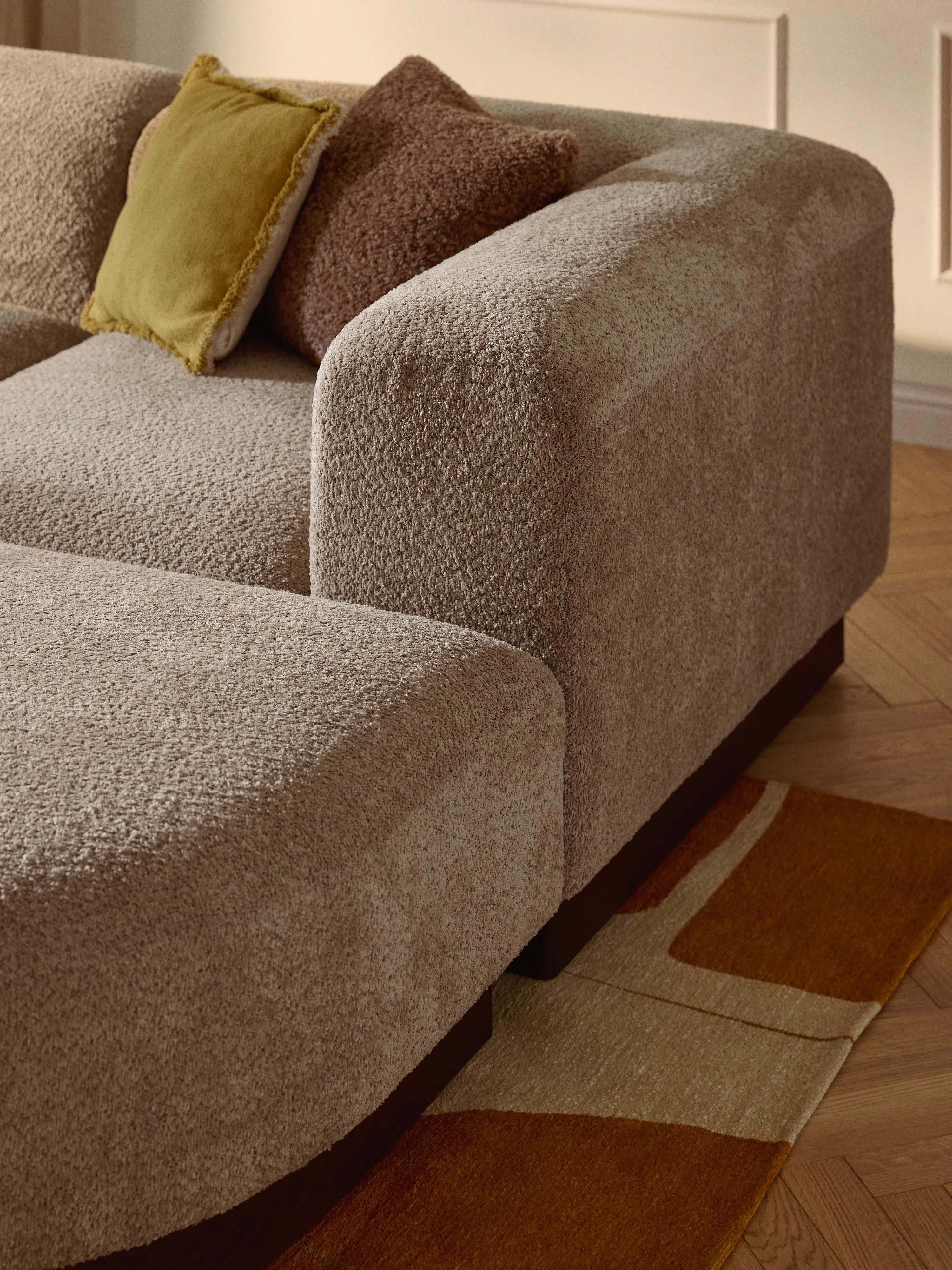 Modulaire hoekbank Natalie van teddy-bouclé