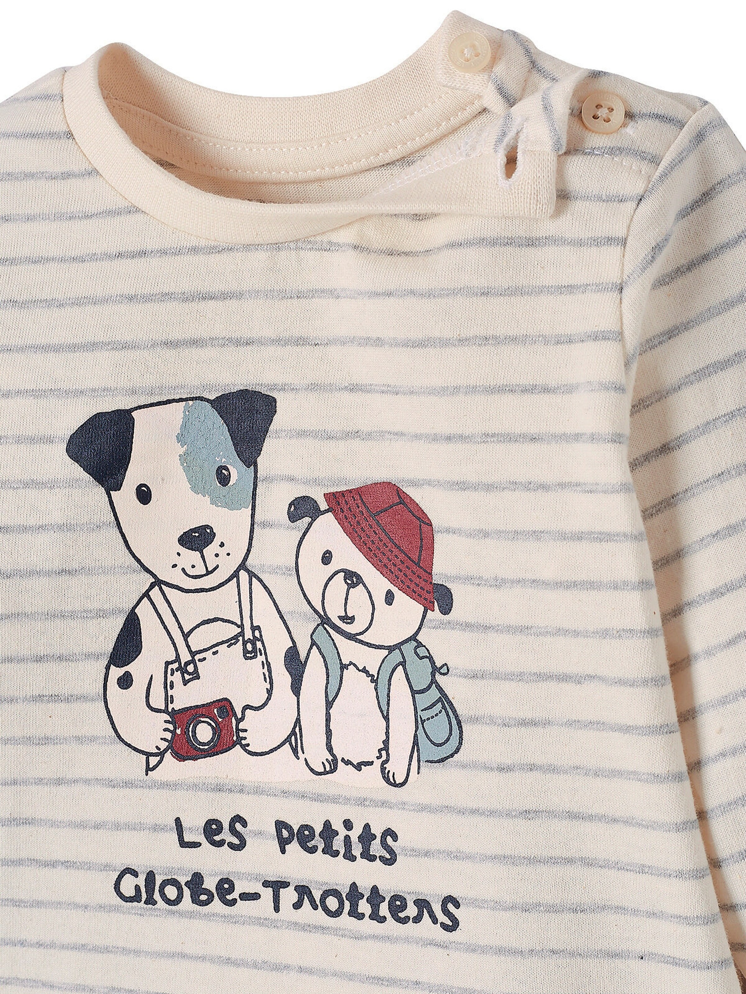 Vertbaudet Baby-Set: Shirt & Sweathose gestreift/karamell