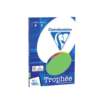 Clairefontaine Trophée - Papier couleur - A4 (210 x 297 mm) - 160 g/m² - Ramette de 50 feuilles - vert menthe