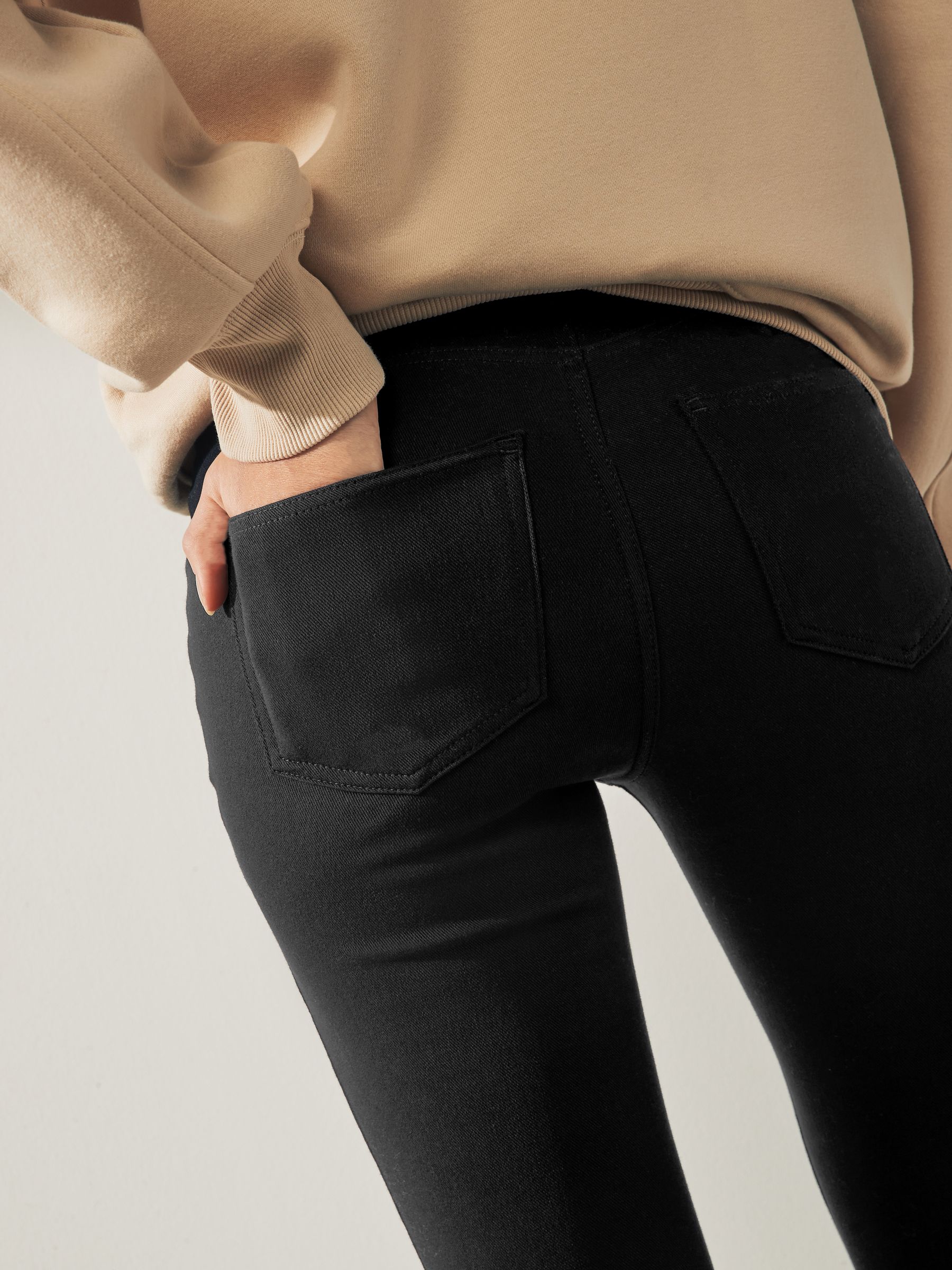 Zwart - Cropped denim jersey legging